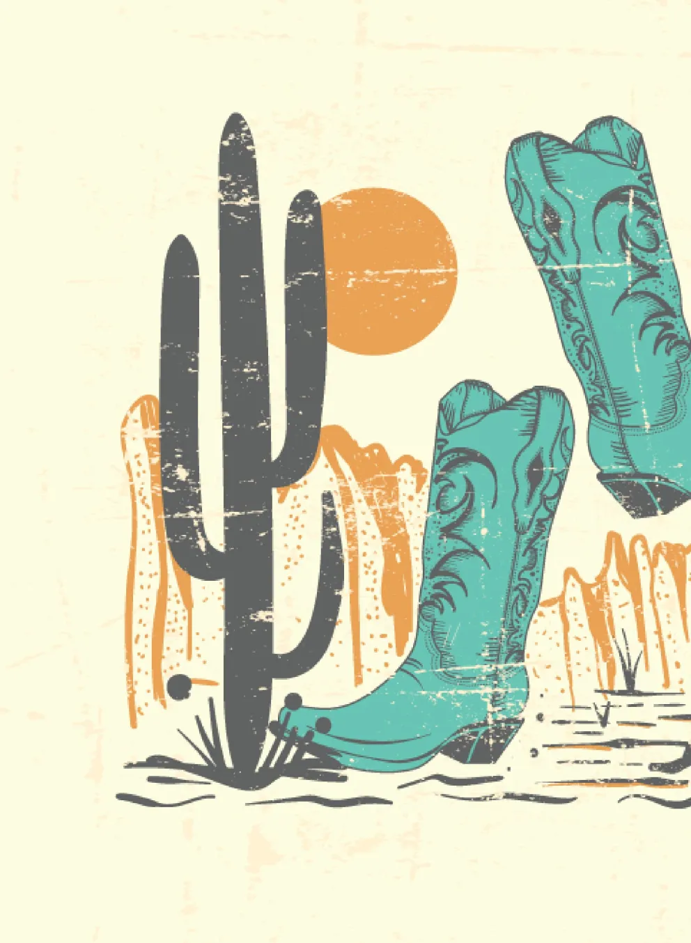 Cactus and cowboy boots, Y Splash, for ya'll!