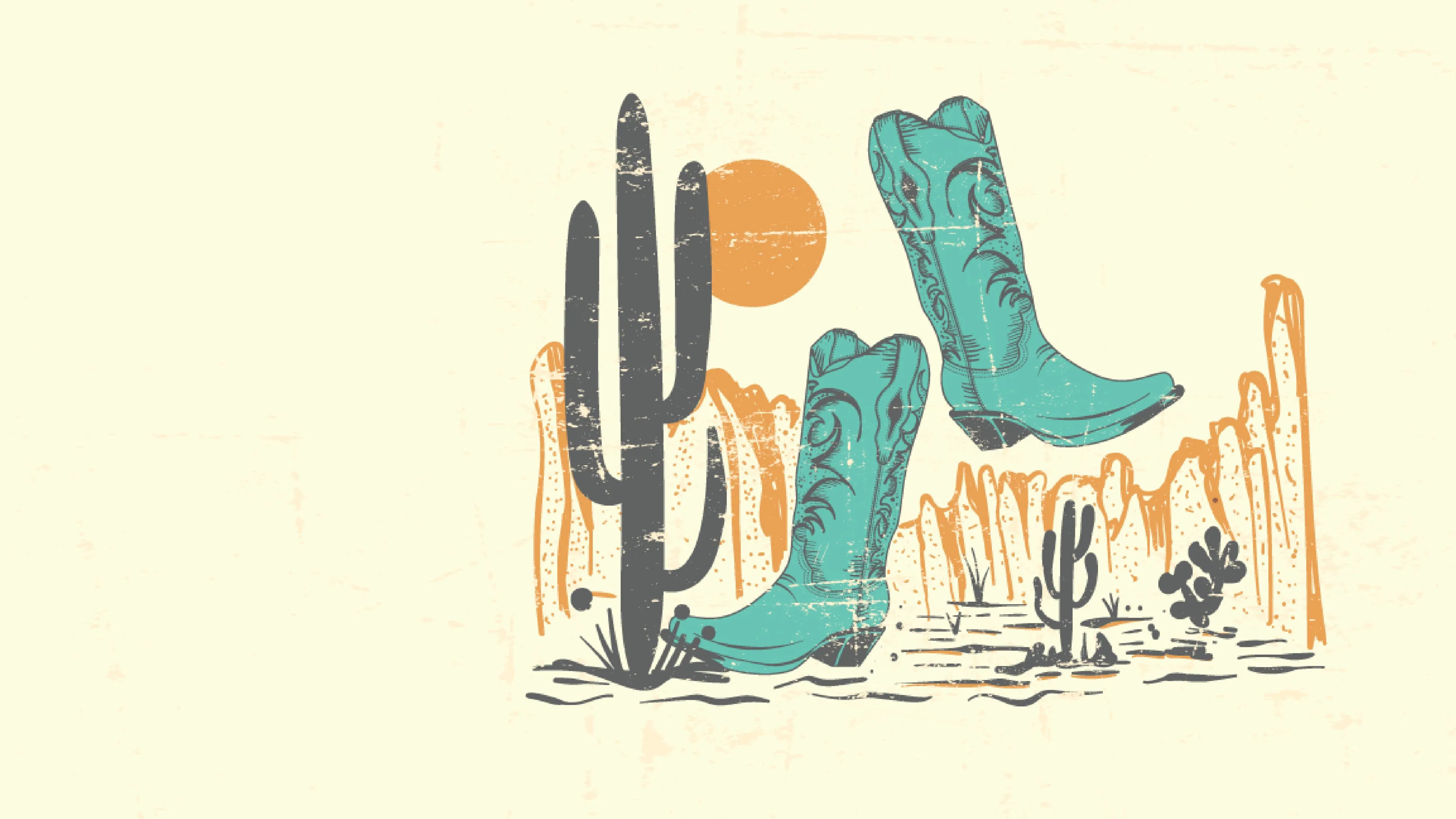 Cactus and cowboy boots, Y Splash, for ya'll!