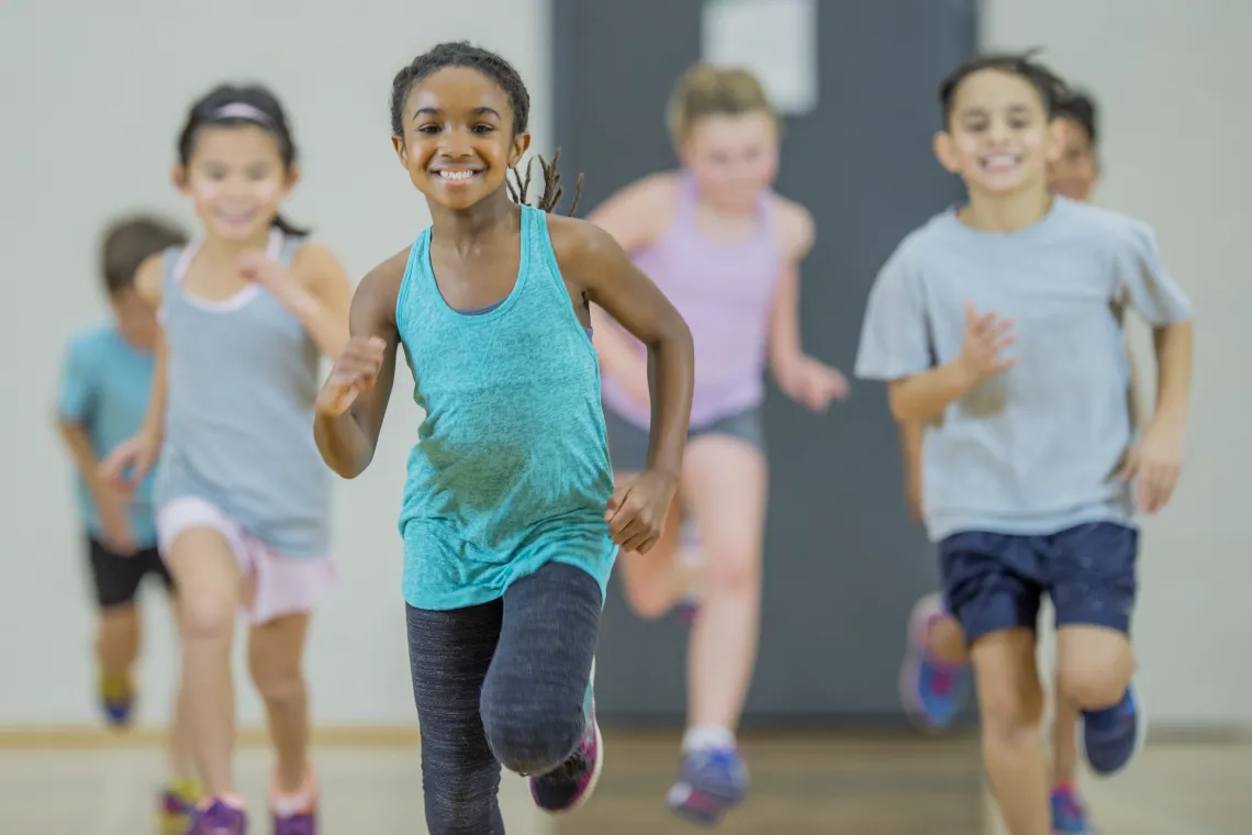 Group of kids practicing exercises